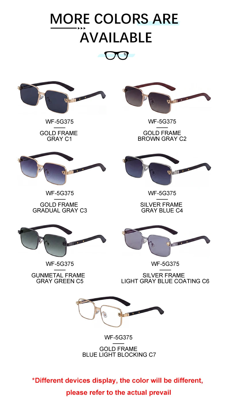  Designer Rectangle Wood Grain Colors Arms UV400 Sunglasses for Men