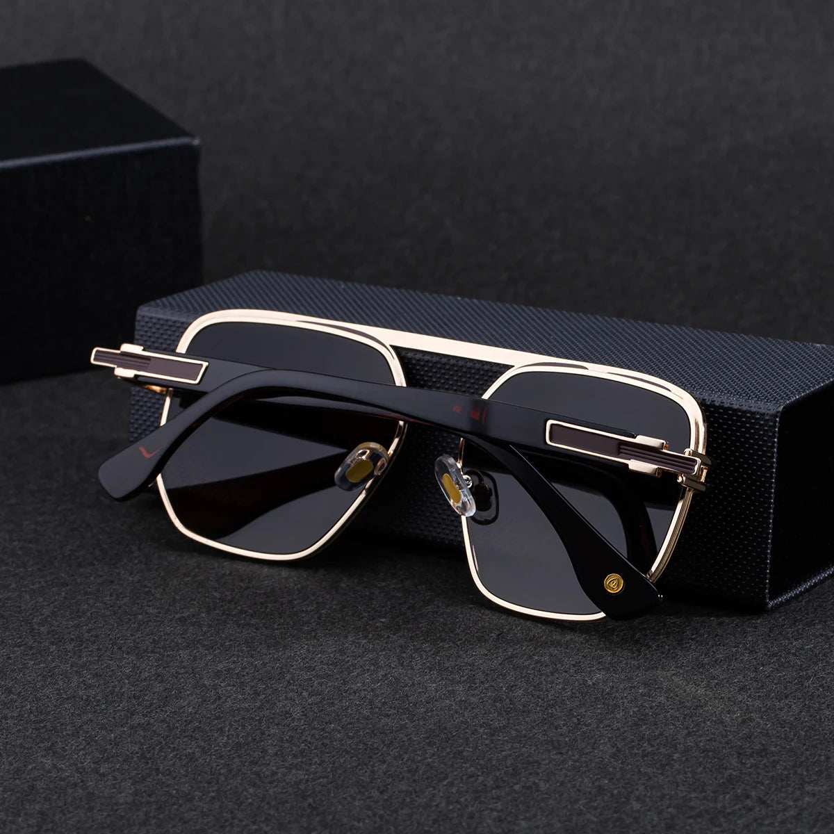 Designer Square Metal Double Bridge UV400 Protection Sunglasses for Men