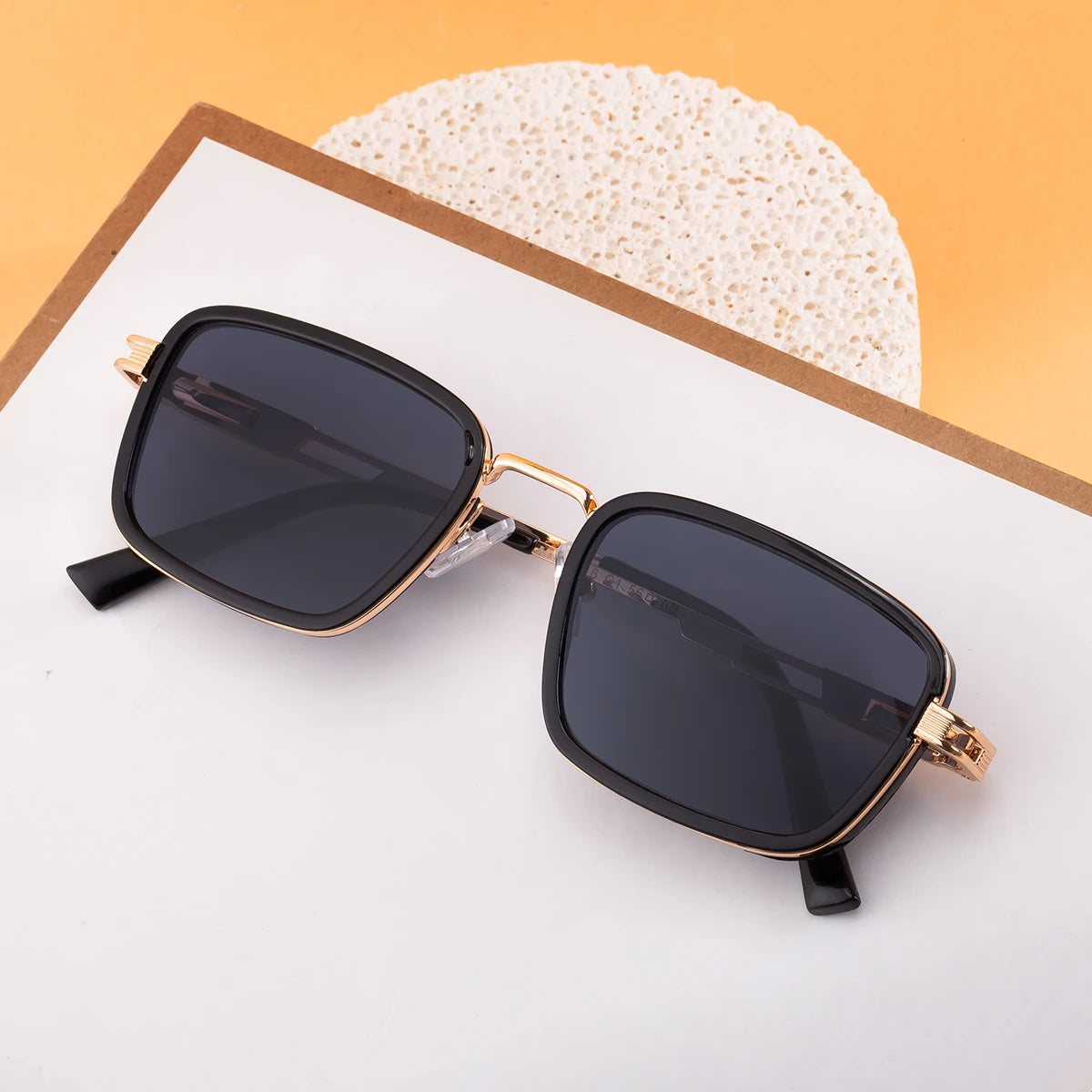Designer Rectangle Spring Hinge UV400 Protection Sunglasses for Men