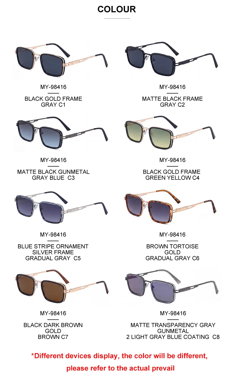 Designer Rectangle Spring Hinge UV400 Protection Sunglasses for Men