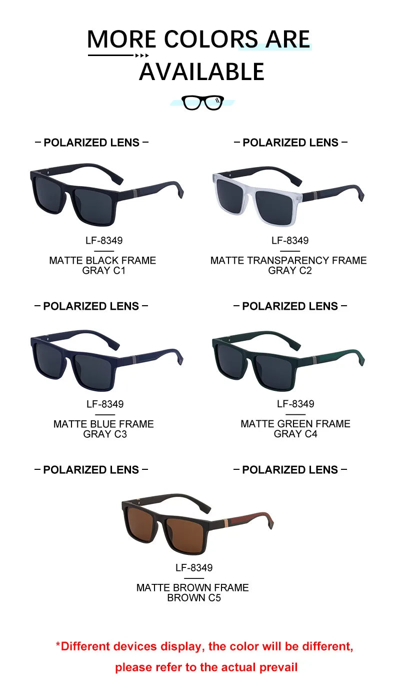  Personality Square Frame Polarized Lens UV400 Sunglasses for Men 