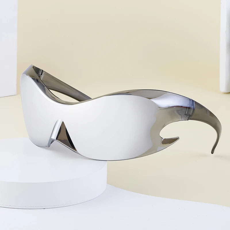 Designer One Piece Lens Y2K Rimless Irregular UV400 Sunglasses for Women & Men