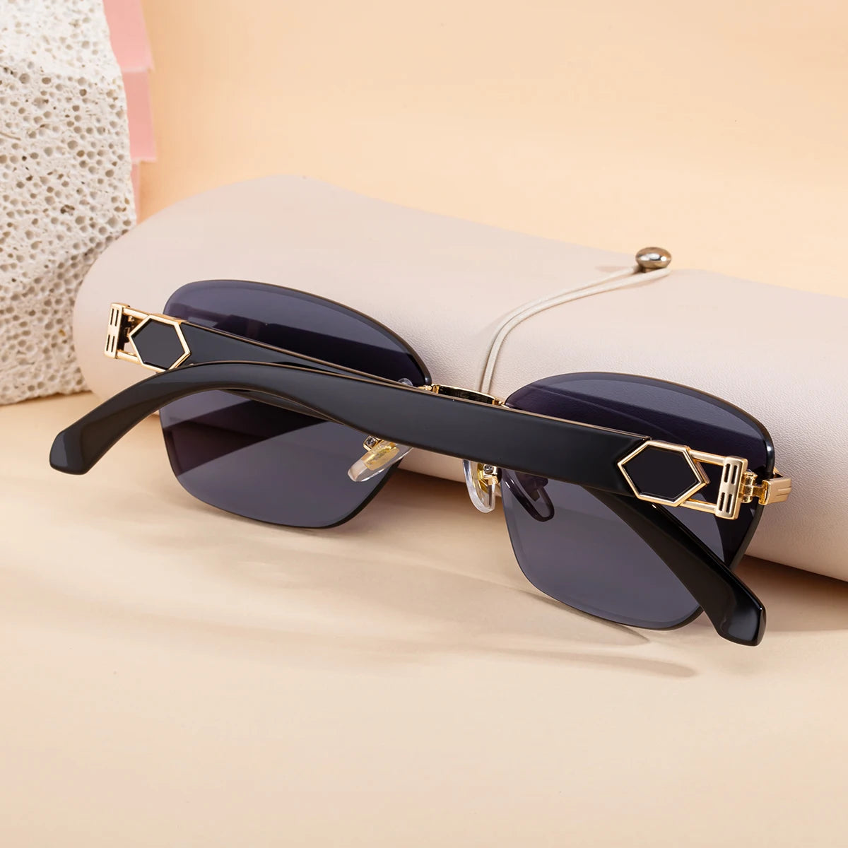 Designer Rimless Diamond Cut Lens Cat Eye UV400 Sunglasses for Women
