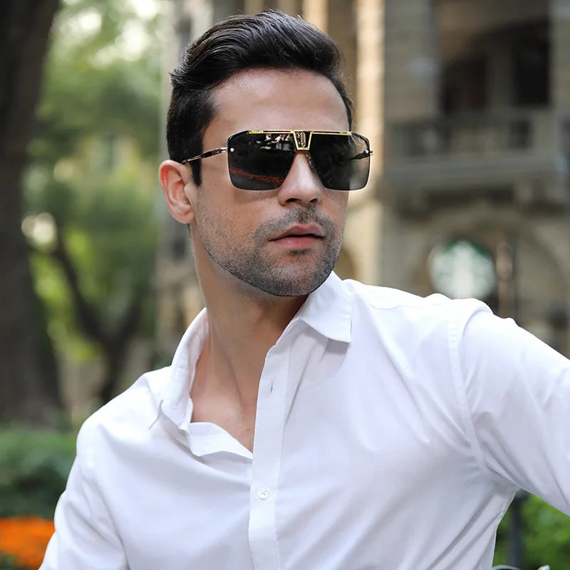  Designer Semi Rimless UV400 Protection Sunglasses for Men