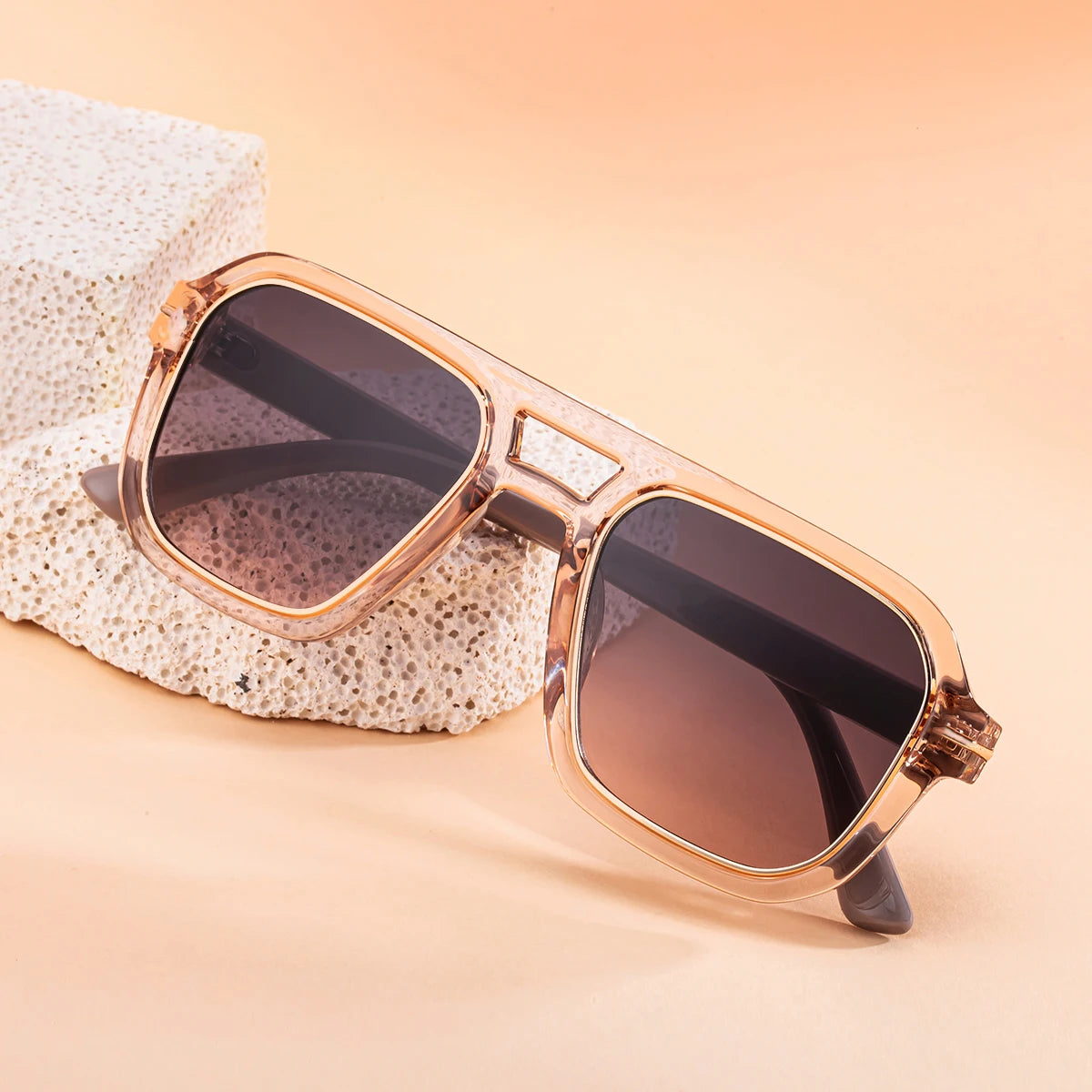Designer Square Oversized Double Bridge UV400 Sunglasses for Women & Men