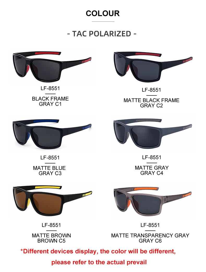  Sport Outdoor Square Polarized Cycling Driving UV400 Sunglasses for Women & Men 