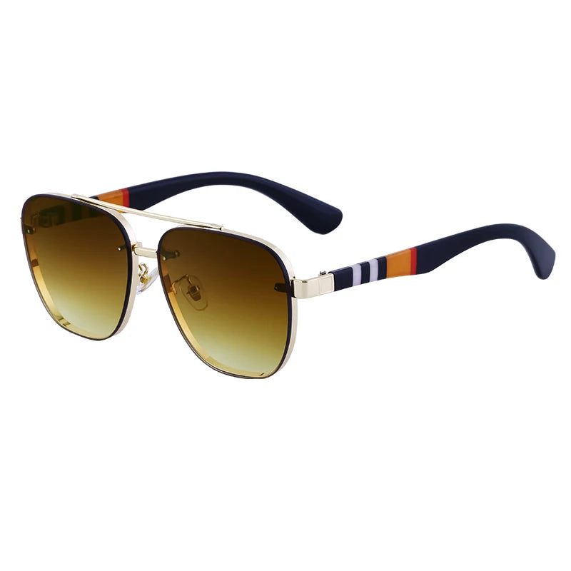 Designer Square Metal Frame Double Bridge UV400 Sunglasses for Women & Men