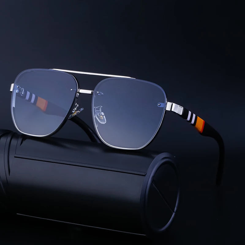 Designer Square Metal Frame Double Bridge UV400 Sunglasses for Women & Men