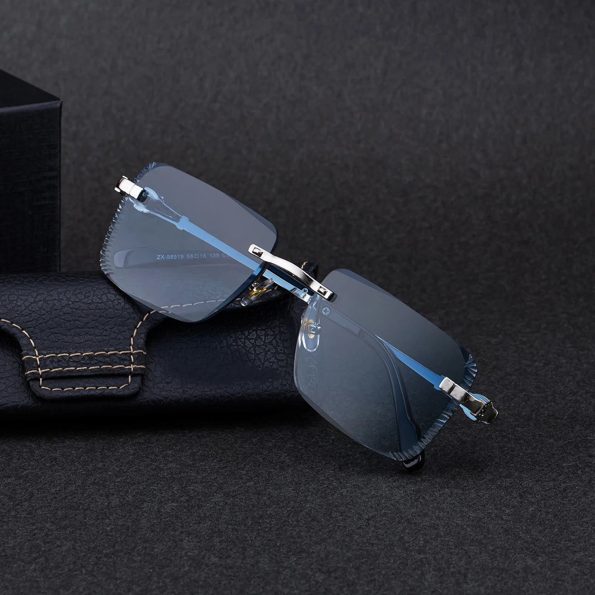 Designer Rimless Diamond Cut Lens Leopard Head UV400 Sunglasses for Men 