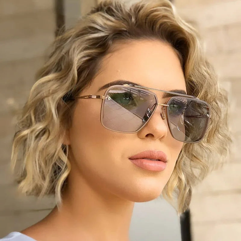 Designer Metal Frame Double Bridge UV400 Sunglasses for Women & Men