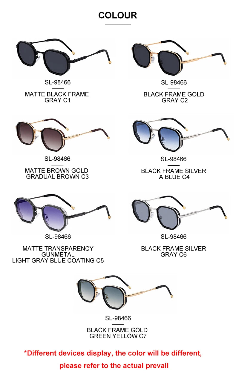  Designer Polygonal Metal UV400 Sunglasses for Men 
