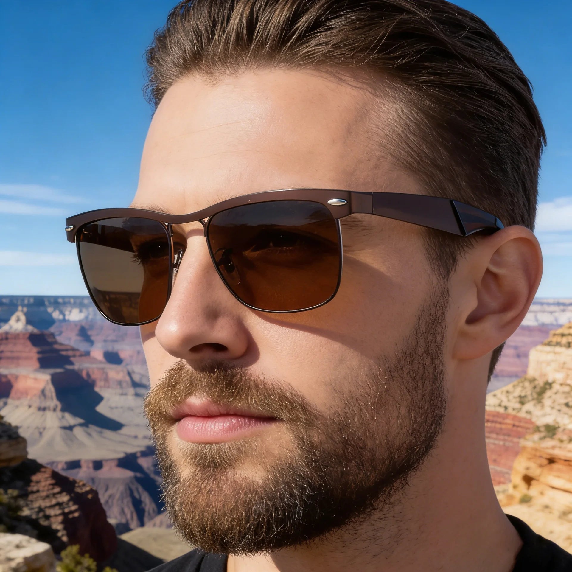  Designer Rectangle Metal Polarized Driving UV400 Sunglasses for Men