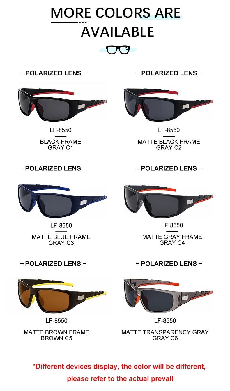 Sport Outdoor Rectangle Polarized Driving Fishing UV400 Sunglasses for Women & Men