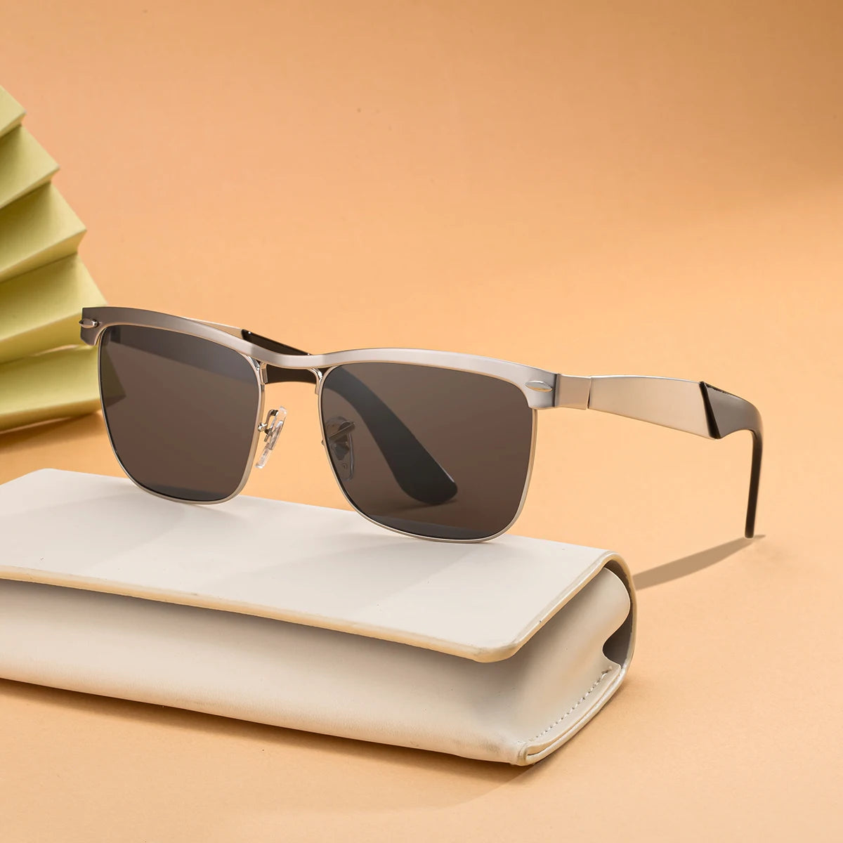  Designer Rectangle Metal Polarized Driving UV400 Sunglasses for Men