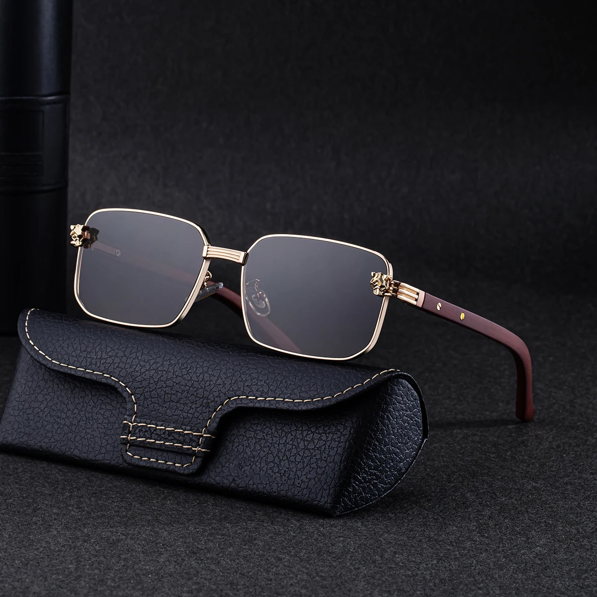  Designer Rectangle Wood Grain Colors Arms UV400 Sunglasses for Men