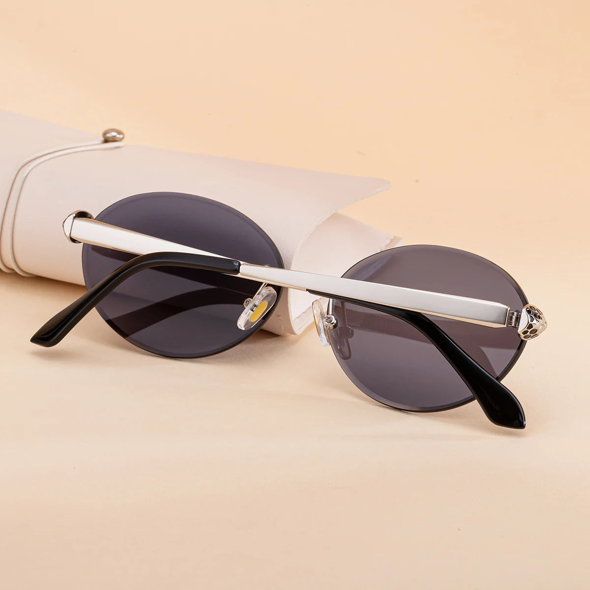  Designer Rimless Oval Diamond Cut Lens UV400 Sunglasses for Women