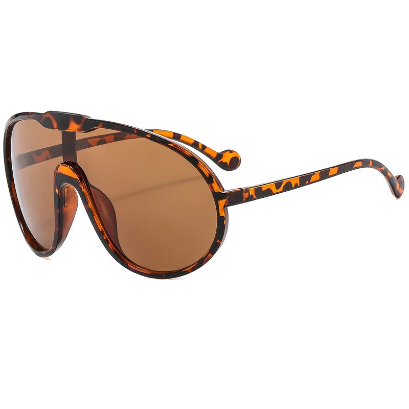 Elevate Your Style with Trendy Oversized Pilot Sunglasses for Women - Luxury Black and Yellow Cycling Eyewear