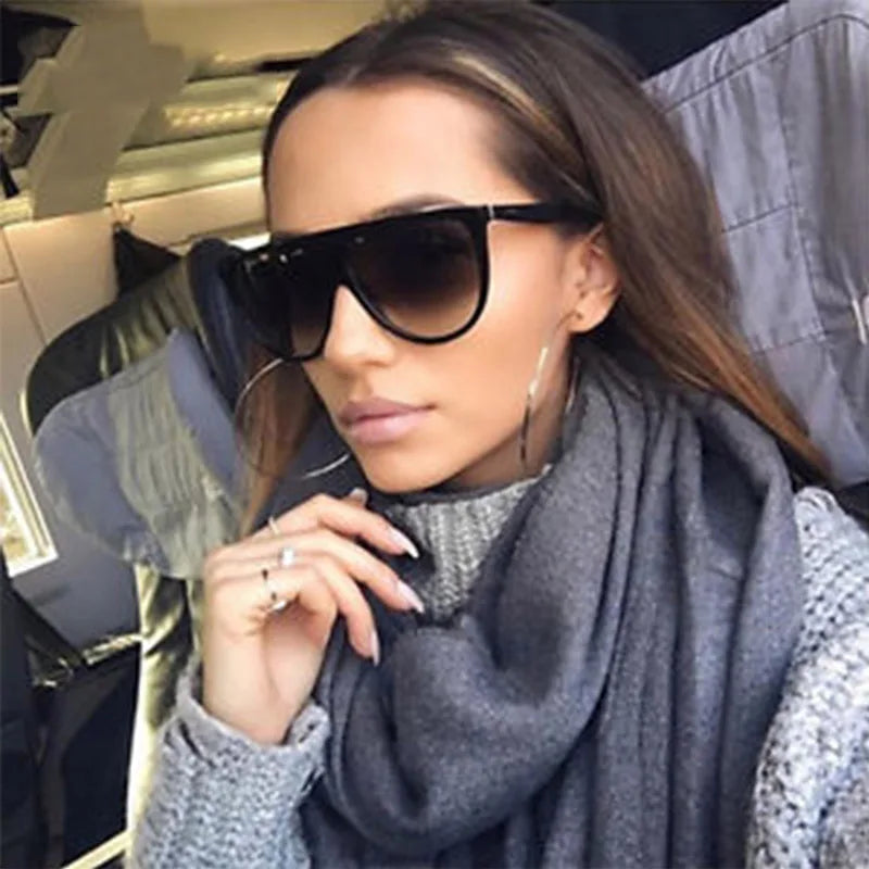 Elevate Your Style with Luxury Retro Flat Top Oversized Sunglasses - Perfect for Women, UV400 Protection