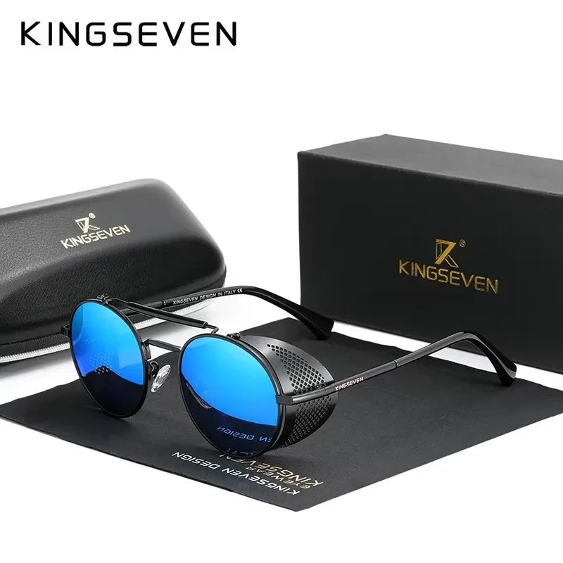 Elevate Your Style with Classic Gothic Steampunk Polarized Sunglasses for Men - Vintage Round Metal Frame Sun Glasses