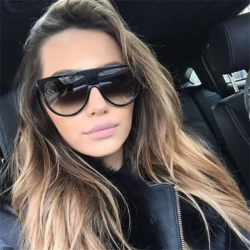 Elevate Your Style with Luxury Retro Flat Top Oversized Sunglasses - Perfect for Women, UV400 Protection
