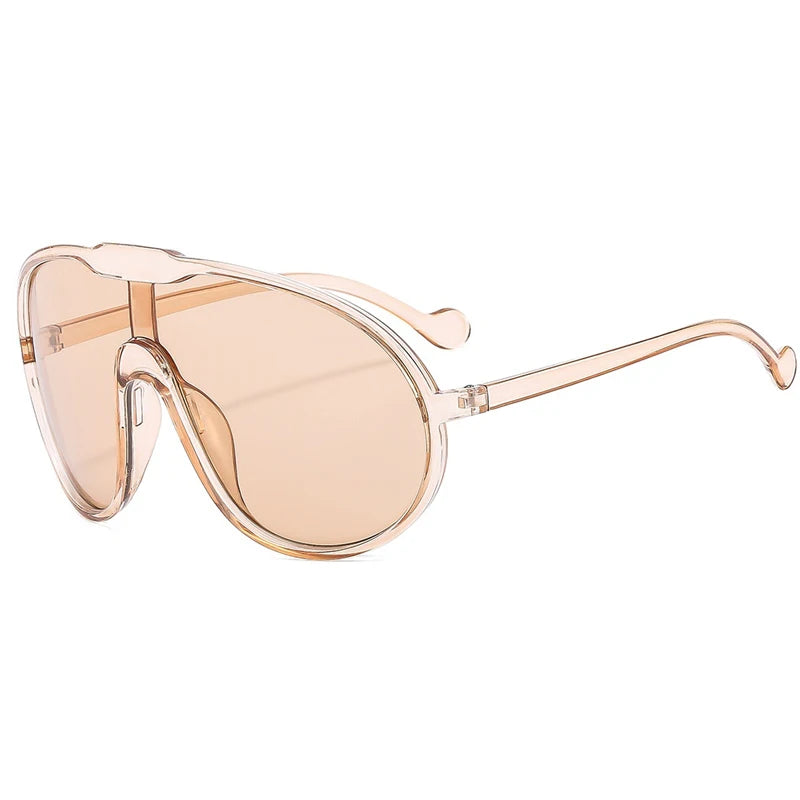 Elevate Your Style with Trendy Oversized Pilot Sunglasses for Women - Luxury Black and Yellow Cycling Eyewear