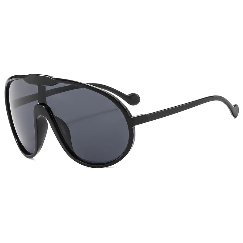 Elevate Your Style with Trendy Oversized Pilot Sunglasses for Women - Luxury Black and Yellow Cycling Eyewear
