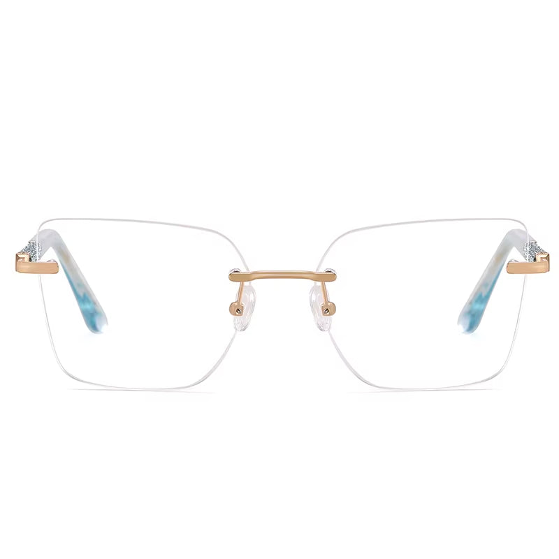 Fashion Rimless Spring Hinge Eyeglasses for Women