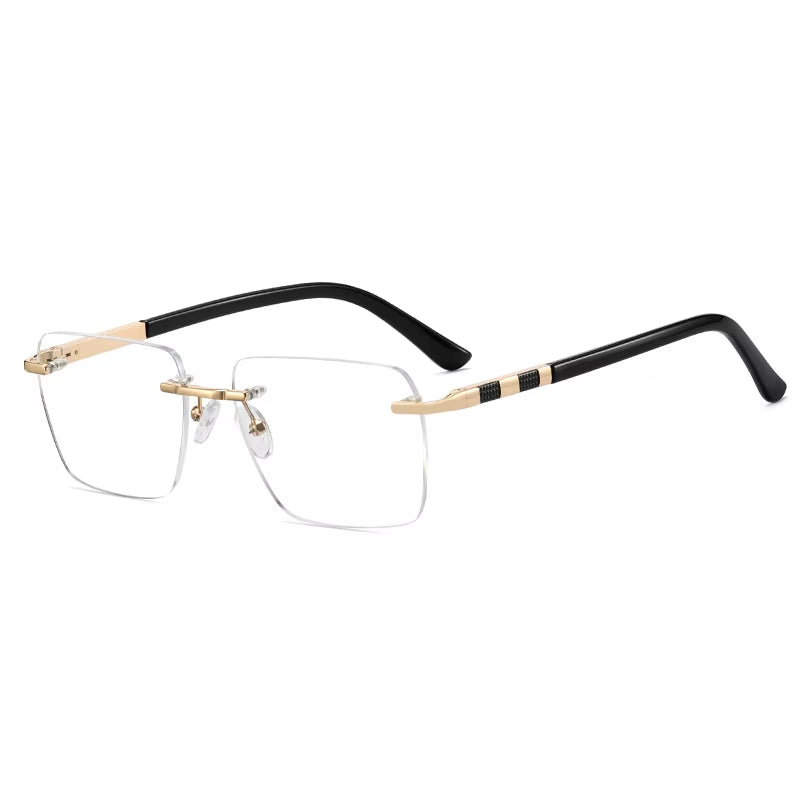 Fashion Square Rimless Spring Hinge Eyeglasses for Men