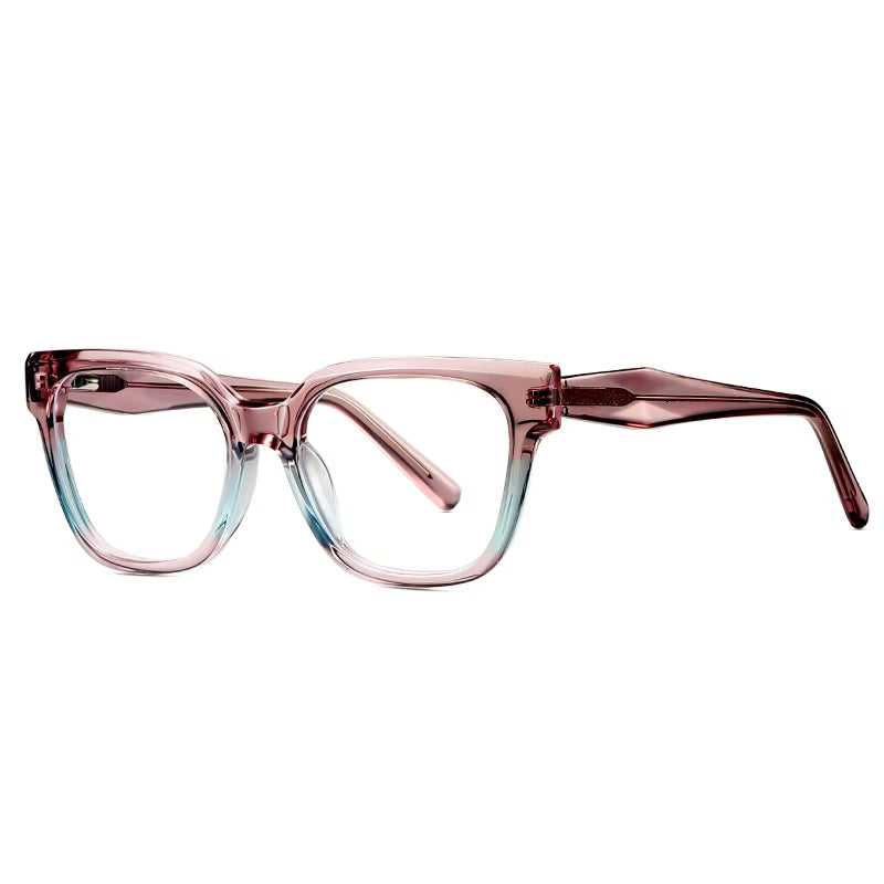 Square Acetate Spring Hinge Eyeglasses for Women