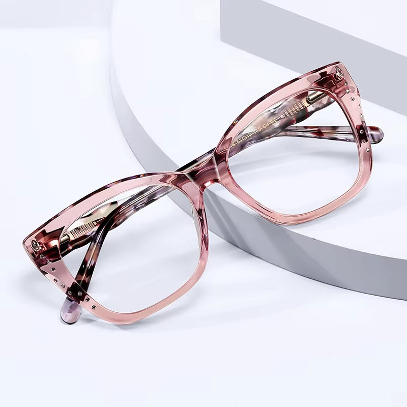  Square Acetate Pin-In Spring Hinge Eyeglasses for Women