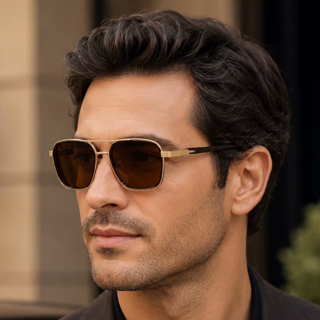 Designer Double Bridge Spring Hinge Polarized Driving UV400 Sunglasses for Men