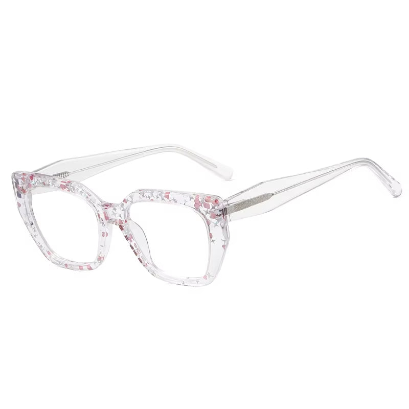 Fashion Cat Eye Acetate CP Arms Spring Hinge Eyeglasses for Women