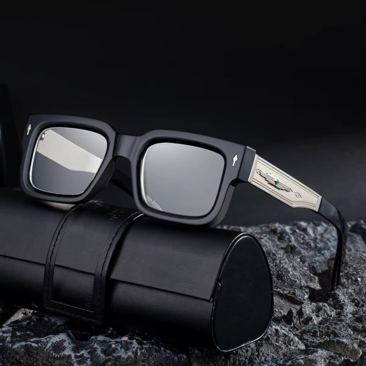  Designer Square PC Frame Metal Arms Eyeglasses for Men 