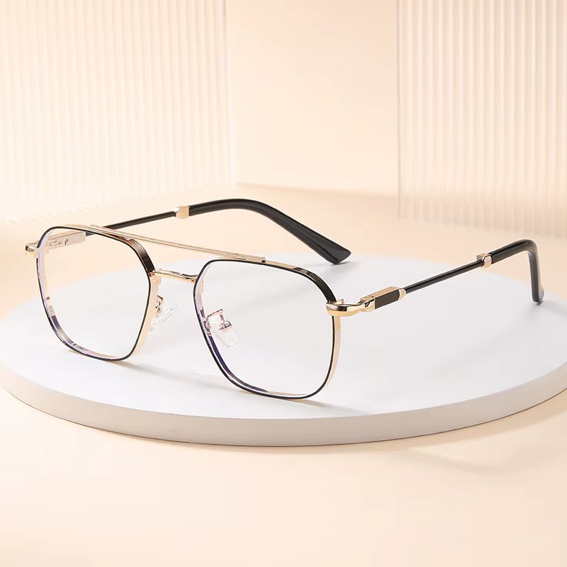 Square Metal Double Bridge  Eyeglasses for Men