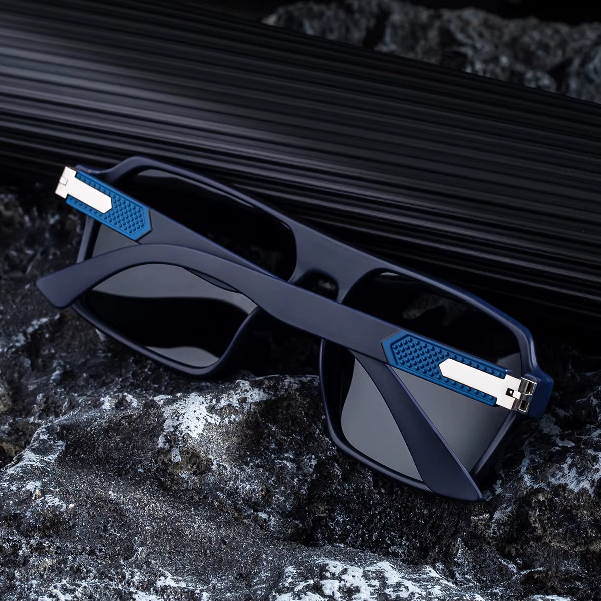  Fashion Trendy Square Double-Action Spring Hinge Polarized UV400 Sunglasses for Men