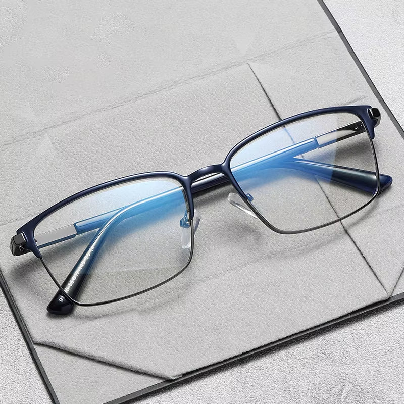  Rectangle Metal Frame Spring Hinge  Eyeglasses for Men
