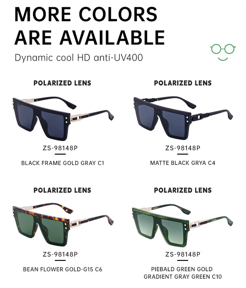 Fashion Oversized One Piece Lens Polarized UV400 Sunglasses for Women & Men