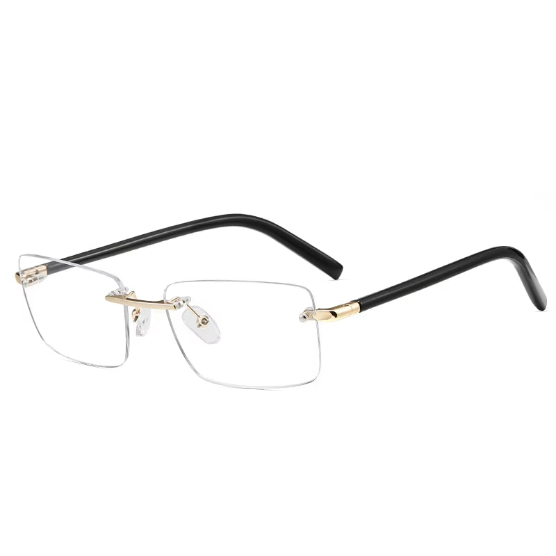 Fashion Rimless Rectangle Spring Hinge Eyeglasses for Men