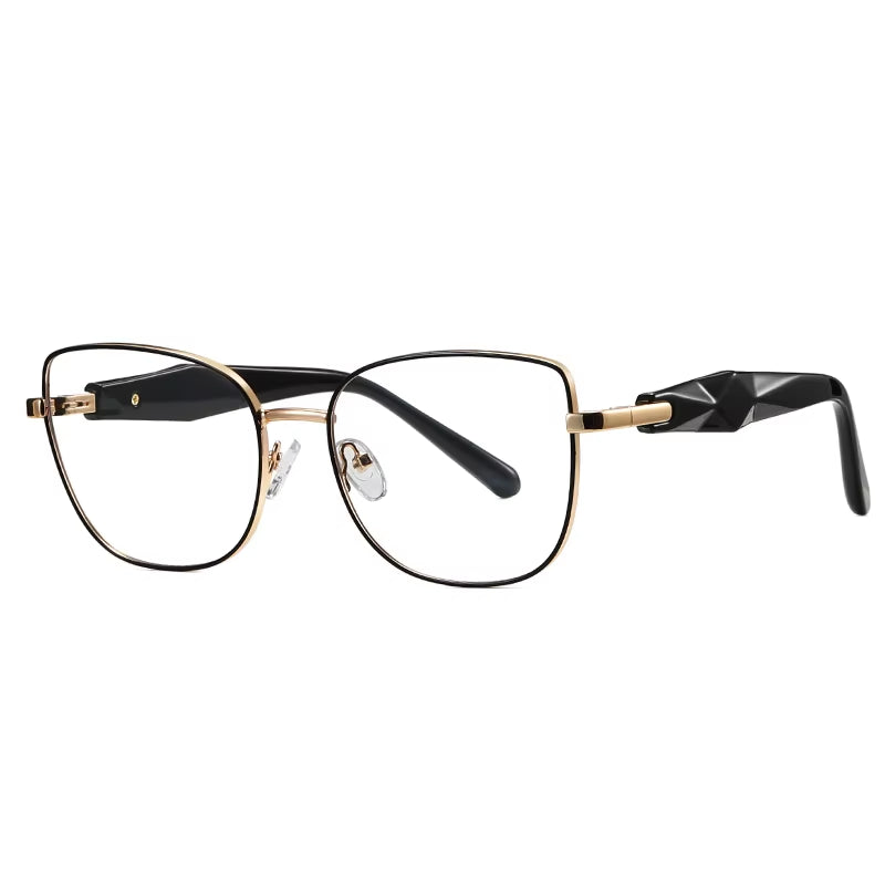 Square Metal Frame CP Pin-In Spring Hinge Eyeglasses for Women