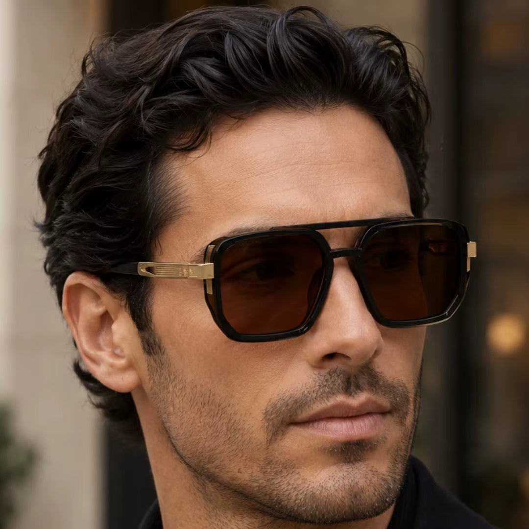  Designer Square Double Bridge PC Frame UV400 Sunglasses for Men
