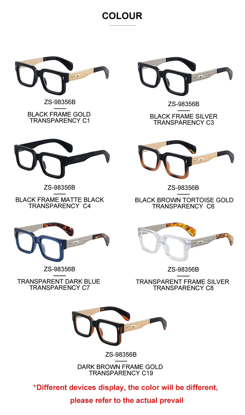  Designer Square PC Frame Metal Arms Eyeglasses for Men 