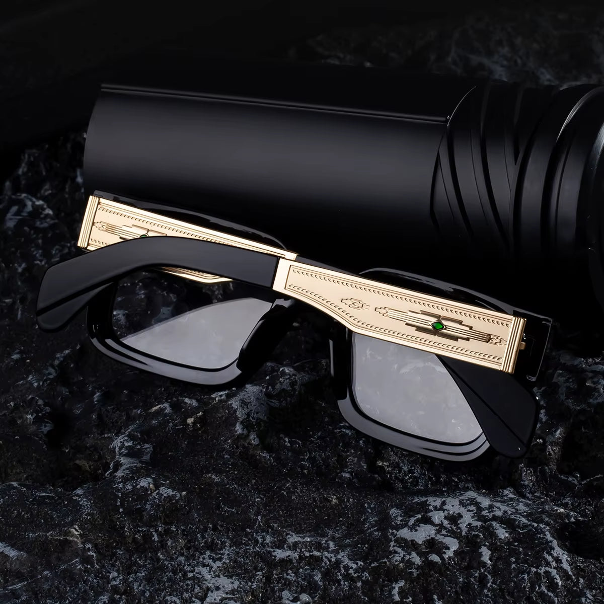  Designer Square PC Frame Metal Arms Eyeglasses for Men 