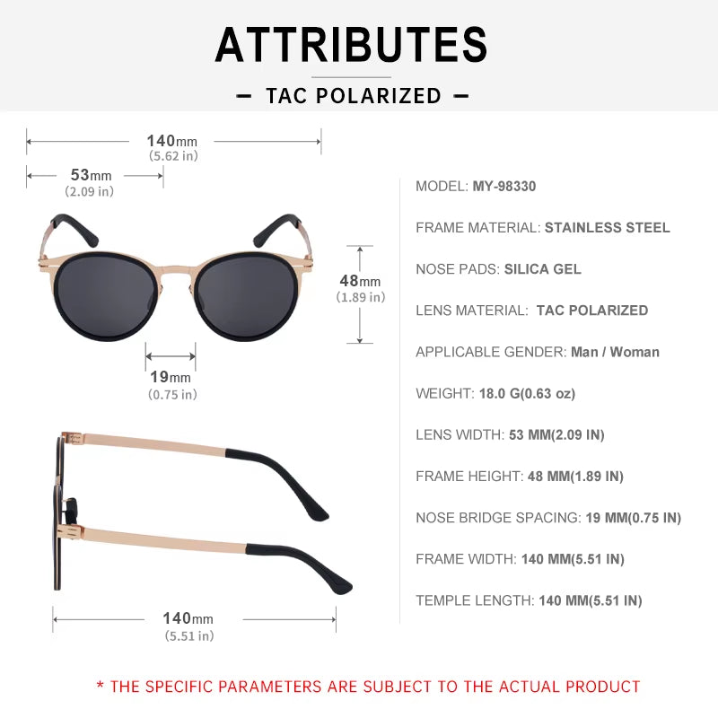  Cat Eye Stainless Steel Screwless Hinge Polarized UV400 Sunglasses for Men