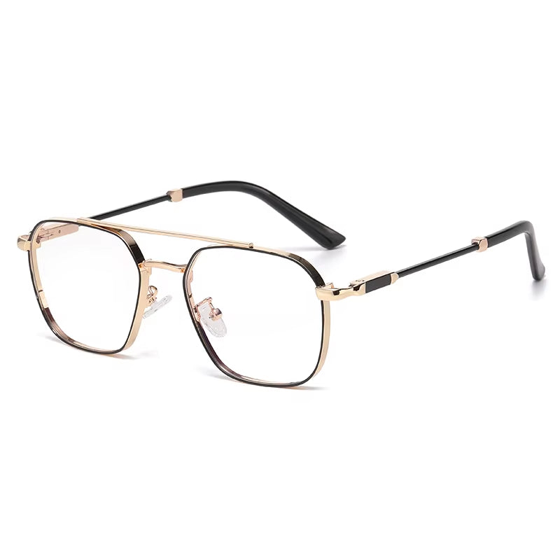 Square Metal Double Bridge  Eyeglasses for Men