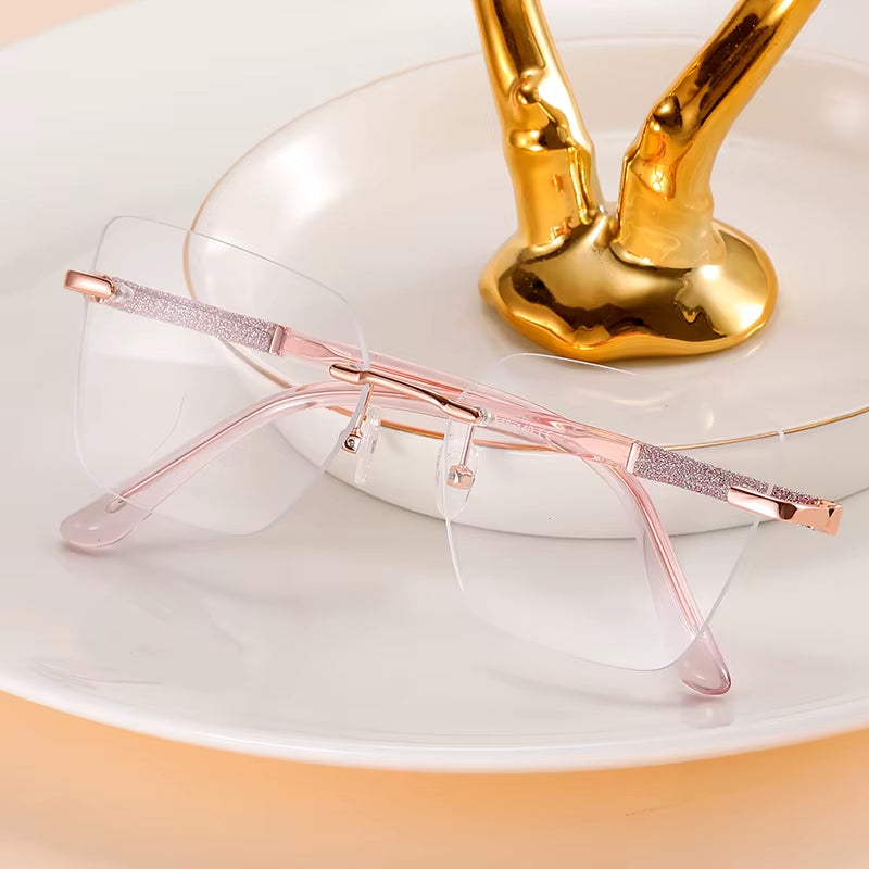 Fashion Rimless Spring Hinge Eyeglasses for Women
