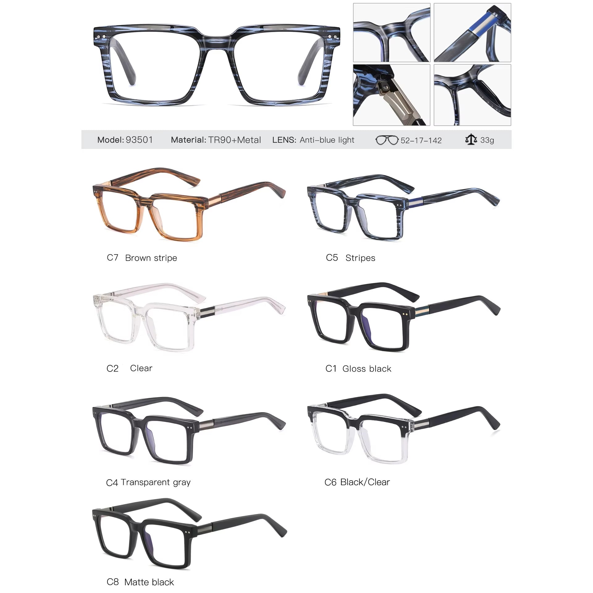 Vintage Retro TR90 Square Eyeglasses for Women & Men