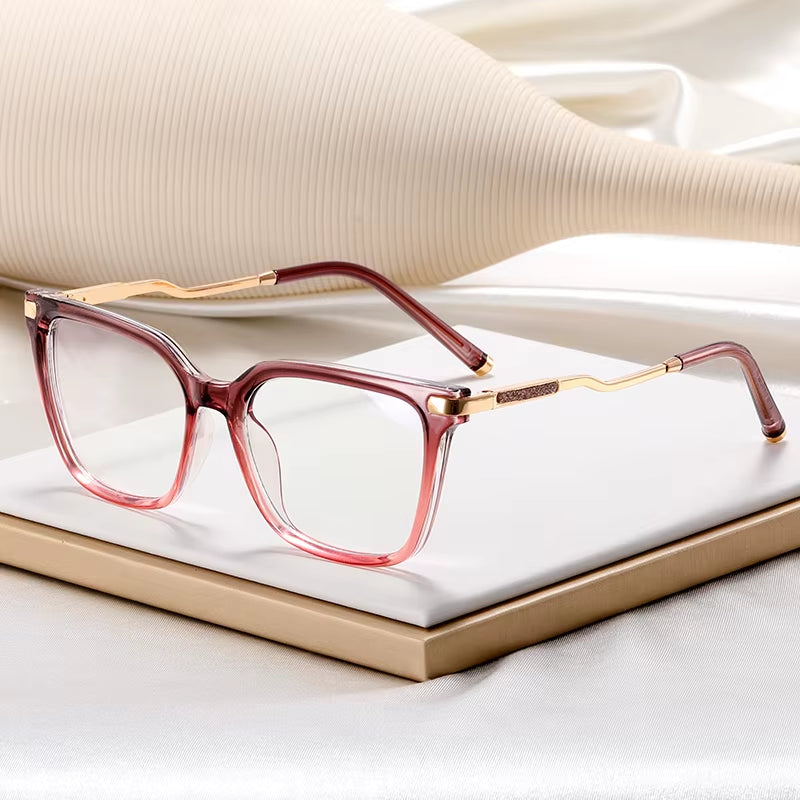 Vintage Retro TR90 Square Glitter Eyeglasses for Women 