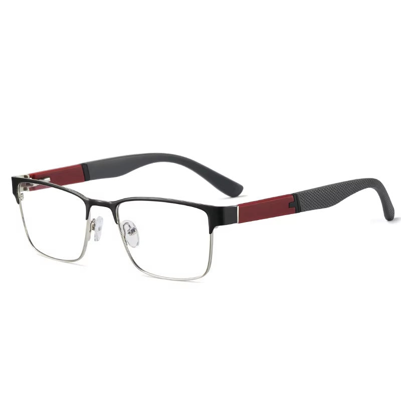  Rectangle Metal Frame TR90 Arms Spring Hinge Eyeglasses for Men