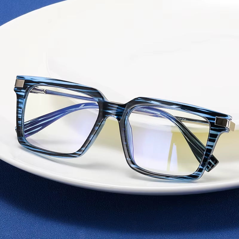  Vintage Retro Square TR90 Eyeglasses for Men 