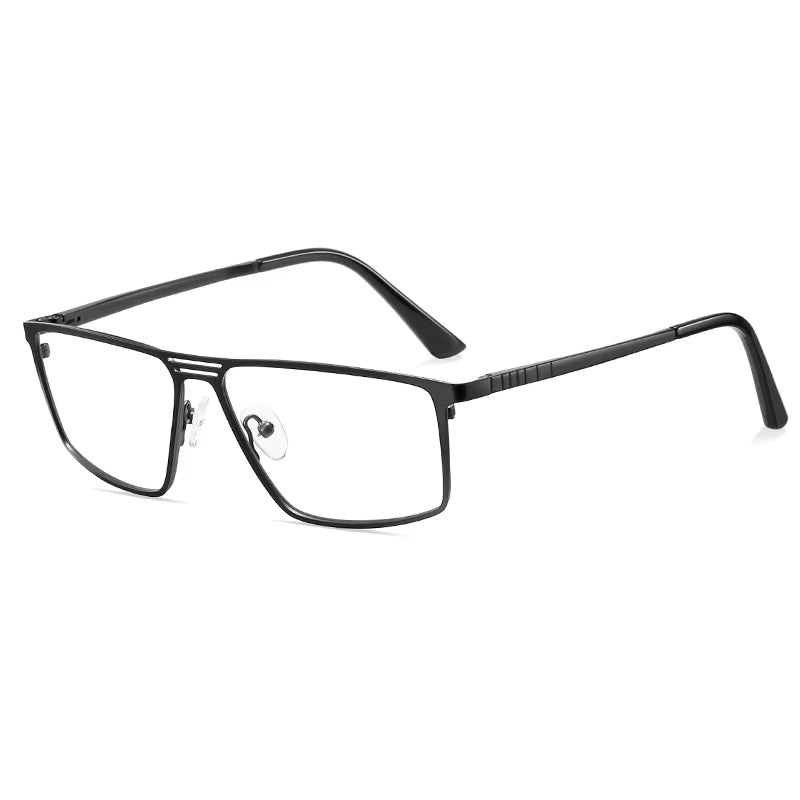 Fashion Rectangle Metal Double Bridge Spring Hinge Eyeglasses for Men